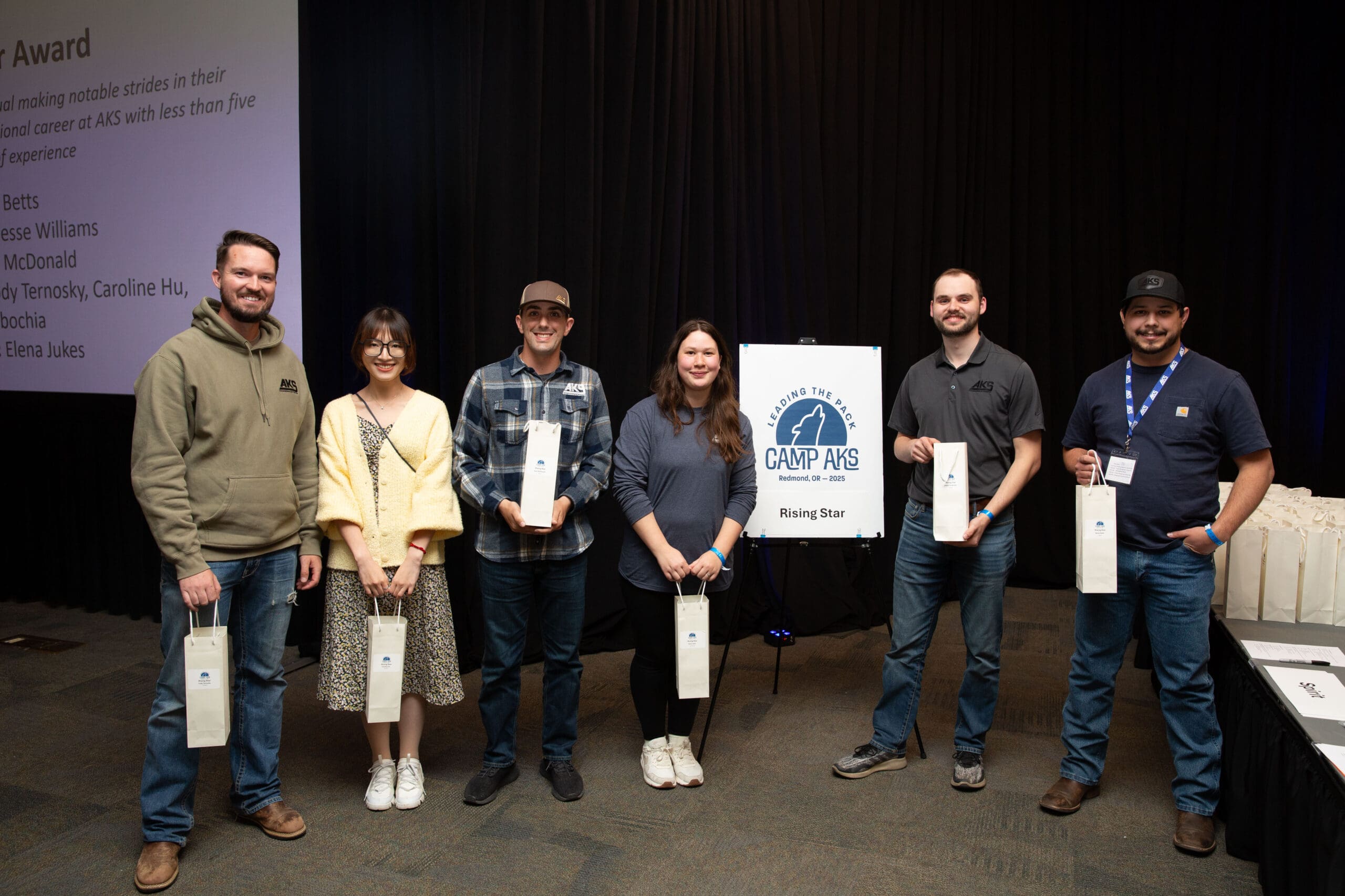 AKS employees receive Rising Star Awards at Camp AKS 2025, recognizing emerging talent at the company retreat in Redmond.