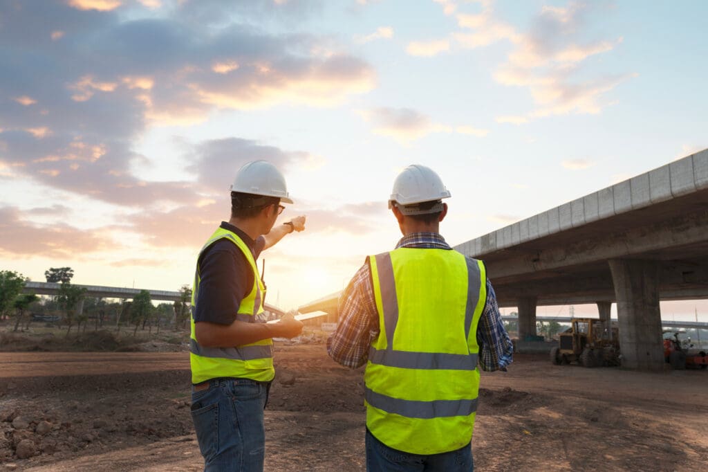 Civil engineering intern gaining real-world experience while visiting a job site.