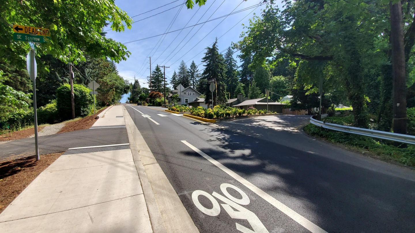 Photo of a new bike lane for the 22nd Ave & River Road SAFE Project in Milwaukie OR