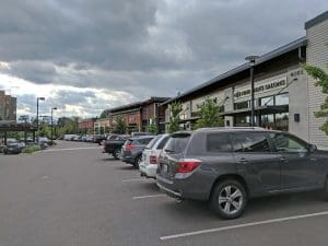 Retail development, open-air, parking lot, site design, civil engineering